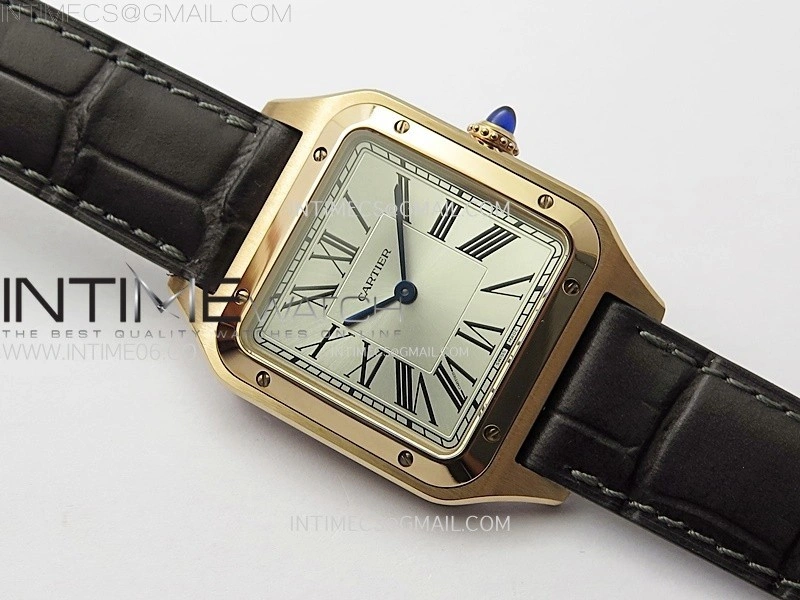 Santos Dumont 43.5mm RG F1F Best Edition Silver Dial on Brown Leather Strap Quartz
